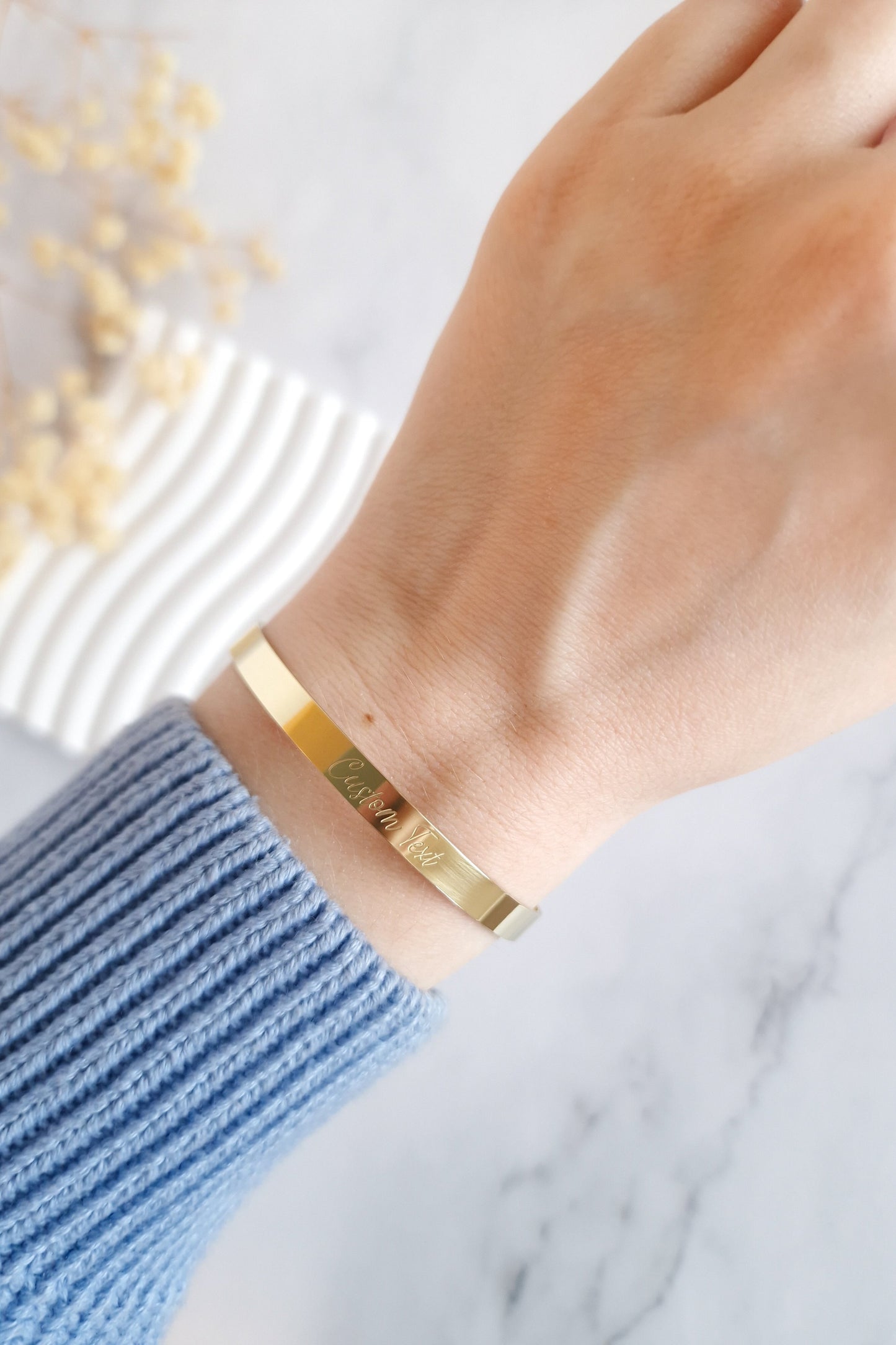 Personalized Engraved Brass Cuff Bracelet