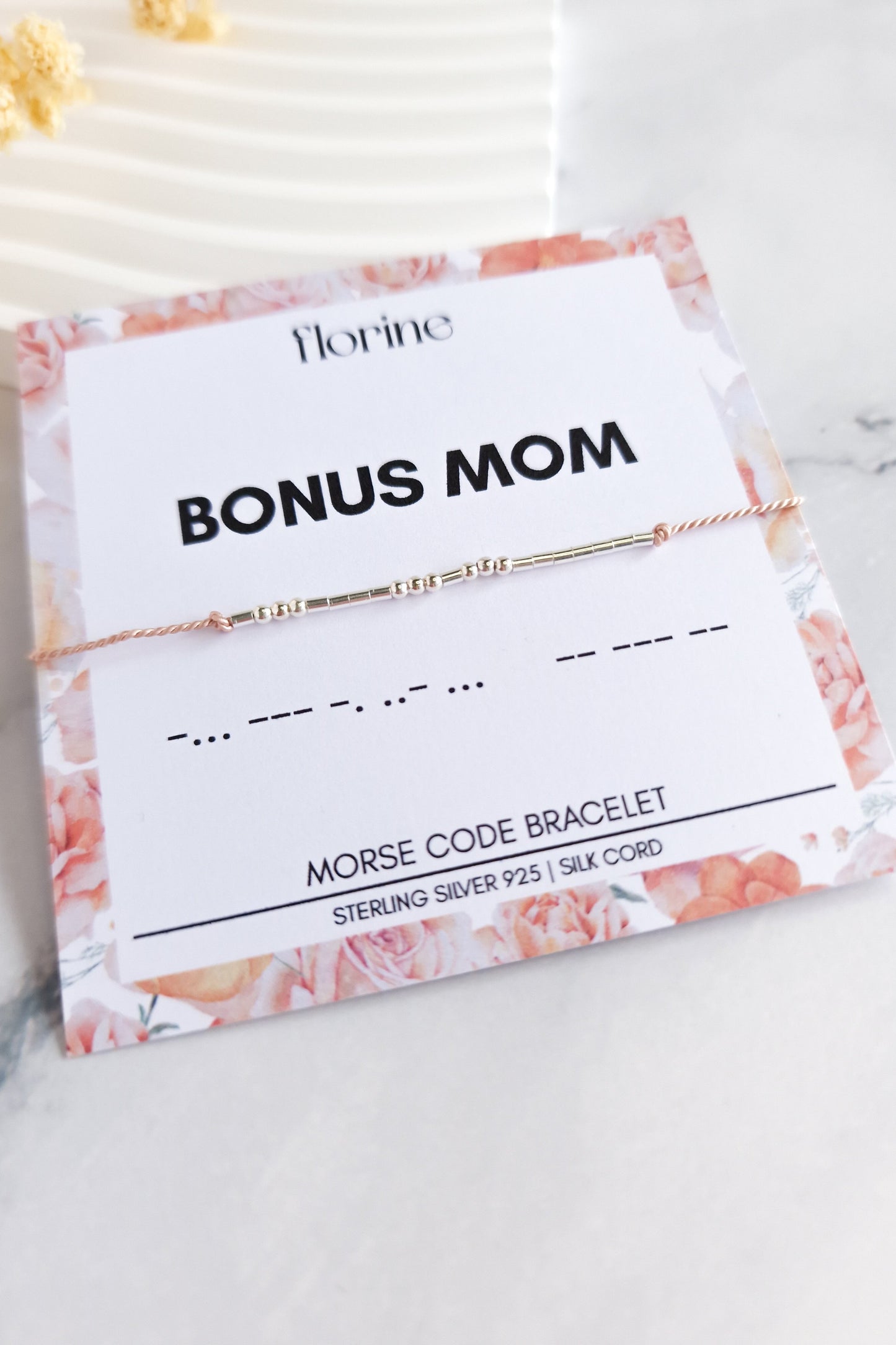 Bonus Mom Sterling Silver Morse Code Bracelet