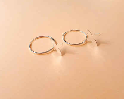 Sterling SIlver Hoop Earrings with Flower Charm