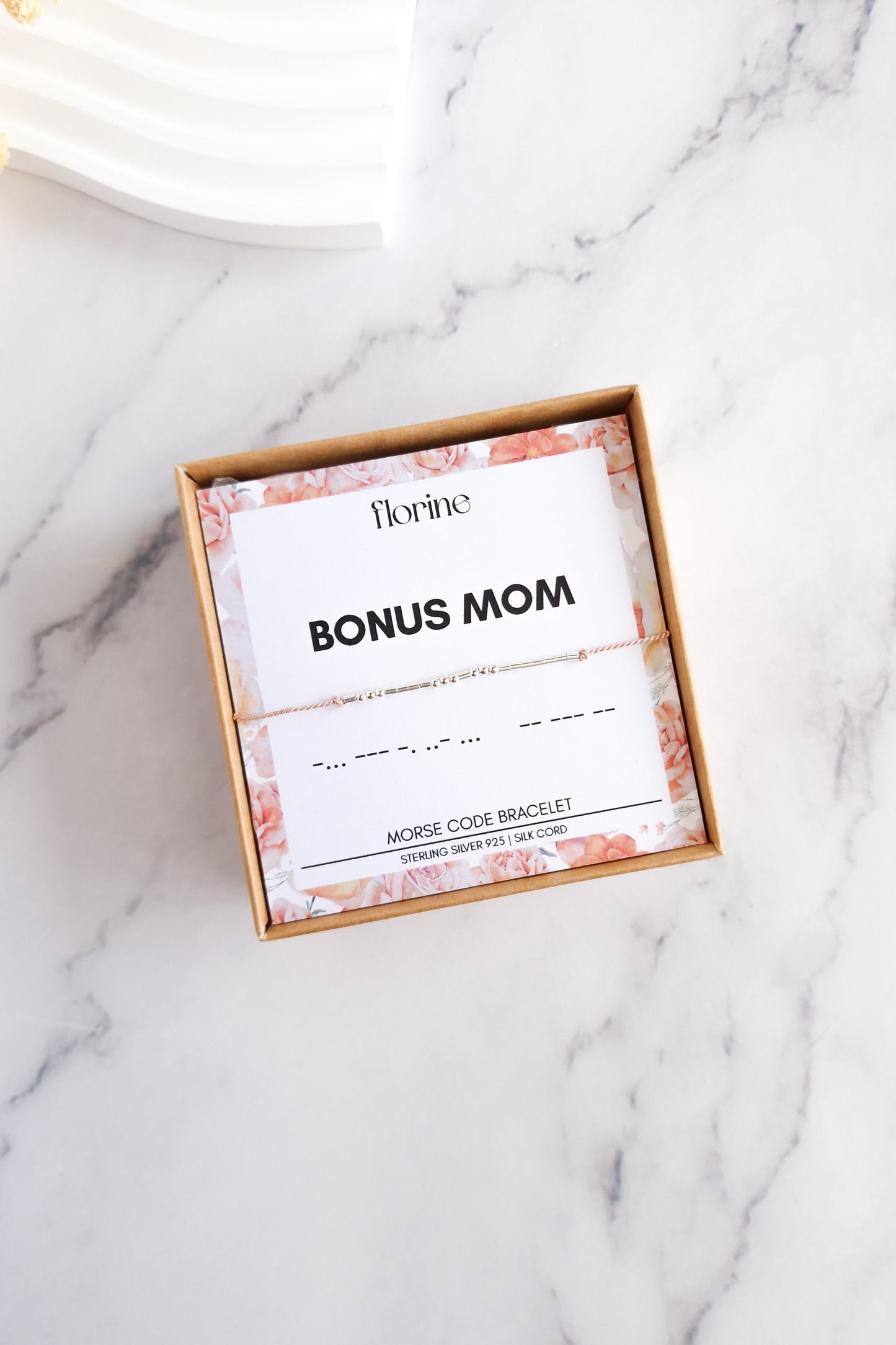 Bonus Mom Sterling Silver Morse Code Bracelet