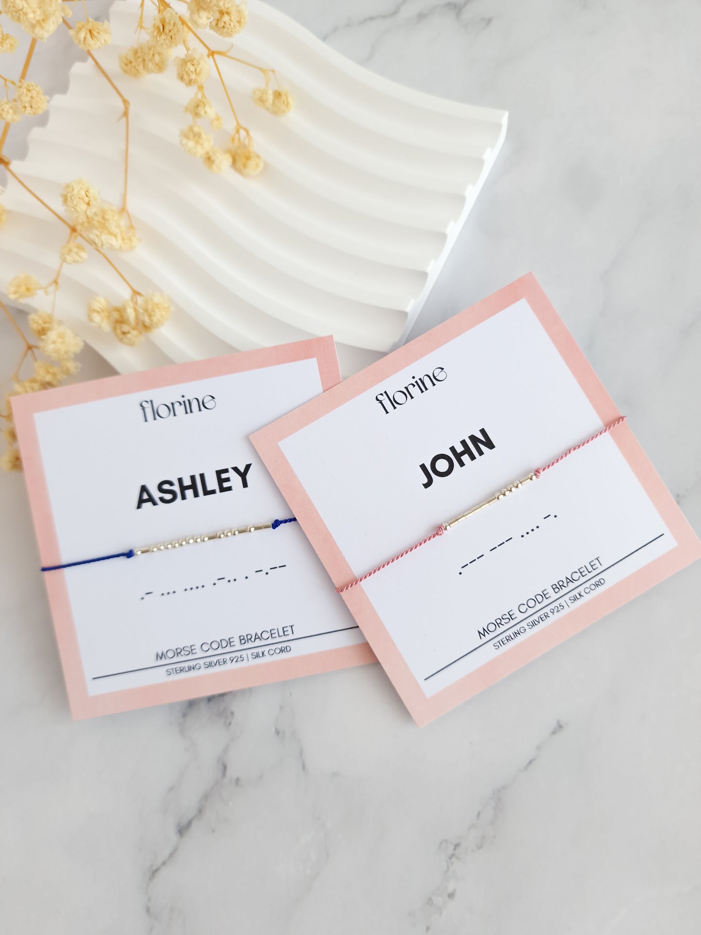 Set of 2 Personalized Name Morse Code Bracelets